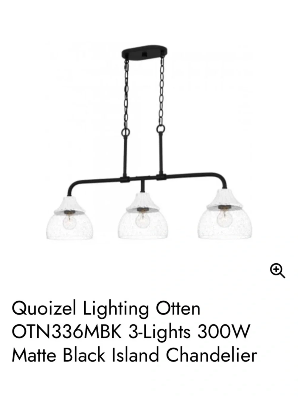 Otten Matte Black 3-Light Island Chandelier